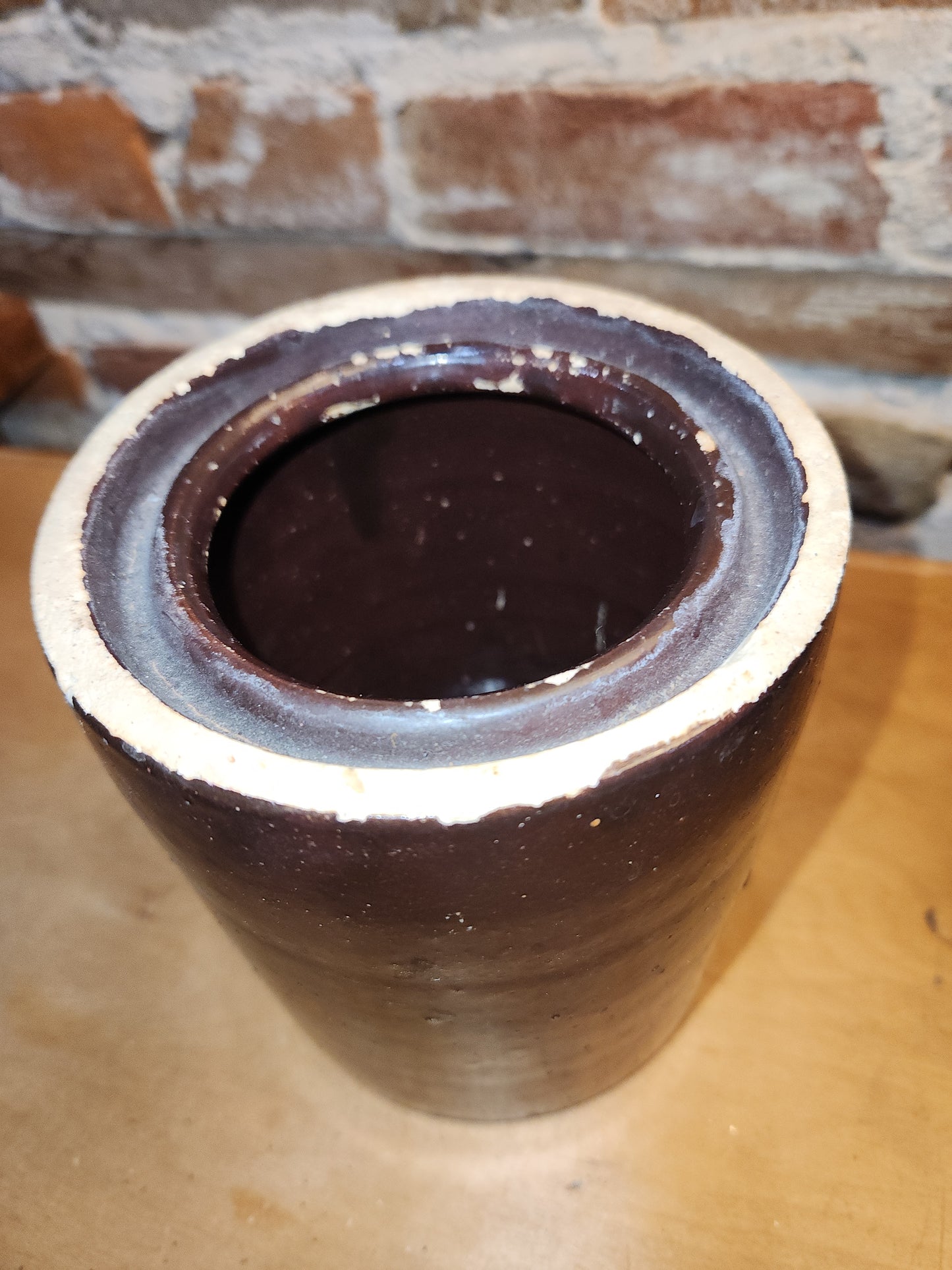 Antique Brown Glazed Stoneware Crock Jar cr5