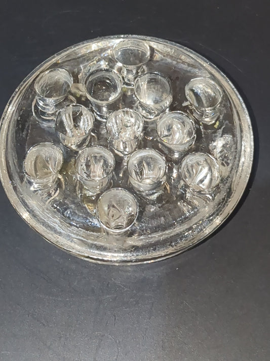 Vintage Clear Glass Flower Frog Planter 13 Holes 4"x1.25" g259