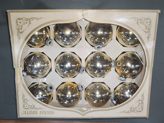 Box of Shiny Brite Brite gold ornament 2 1/2" bo43