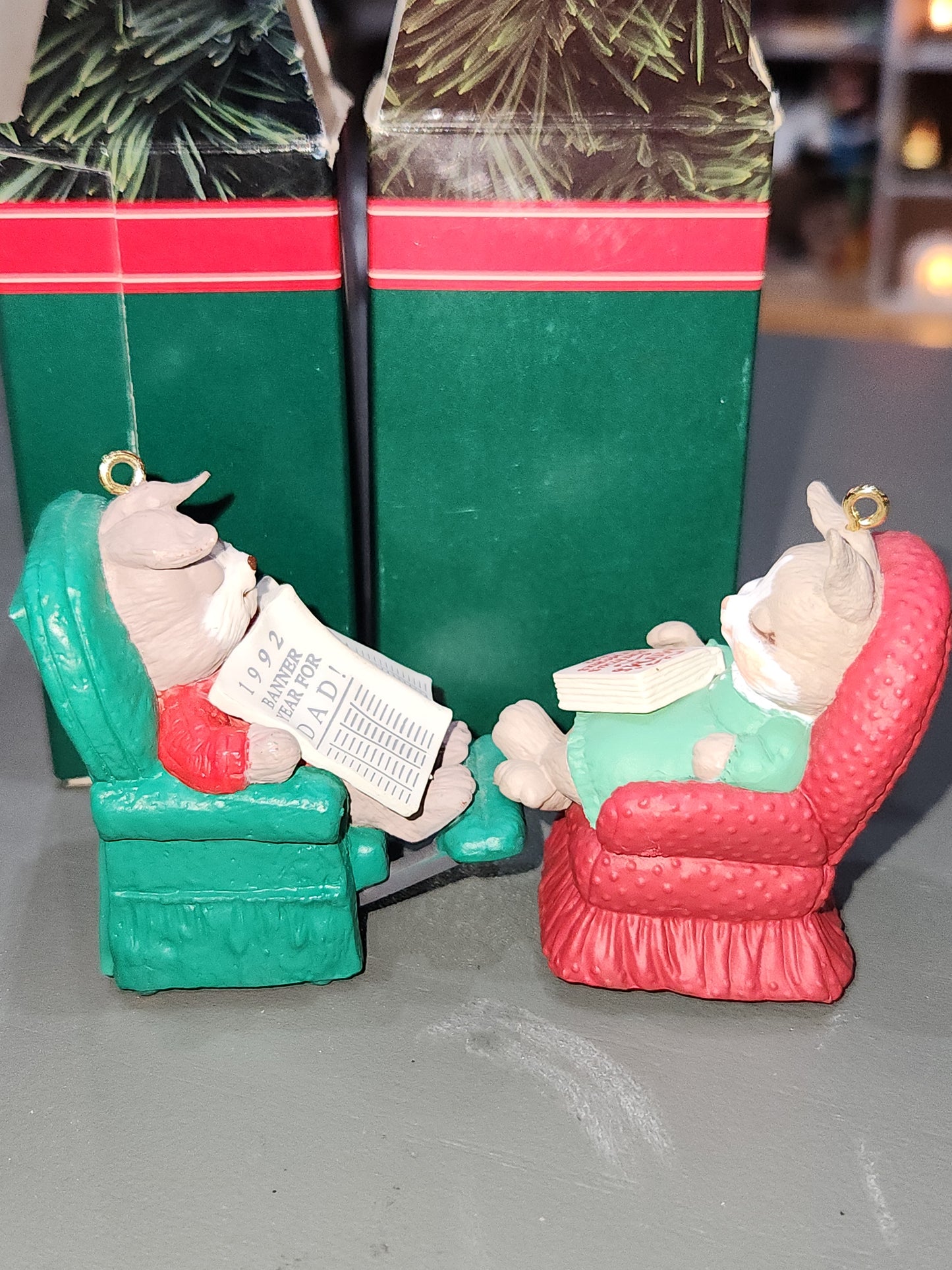 Vintage Hallmark Keepsake Ornament Mom & Dad Rabbit Ornaments 1992 Set of 2