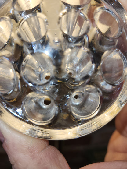 Vintage Flower Frog Clear Glass has 11 Holes AS Is ff12