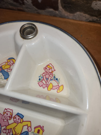 Vintage Excello Baby Food Warming Divided Dish pl54