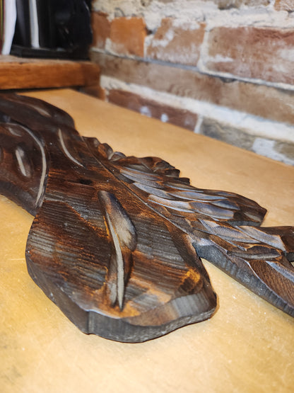 Vintage Brazilian Folkart Decorative Wooden Wall Sculpture Carving Yara Folclore Made in Brazil wh1