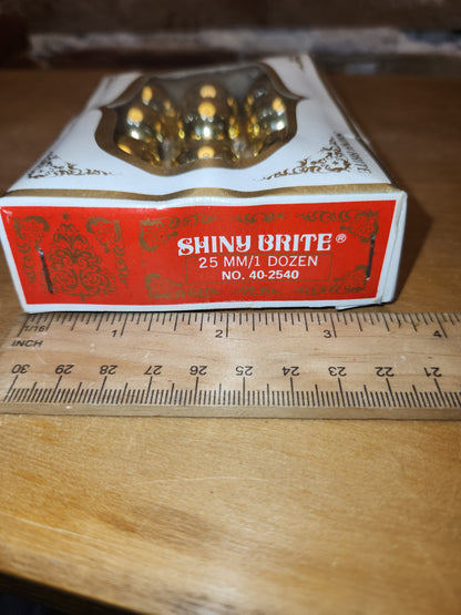 Box of Shiny Brite gold ornaments .98" 1" 25mm box of 12 bO02