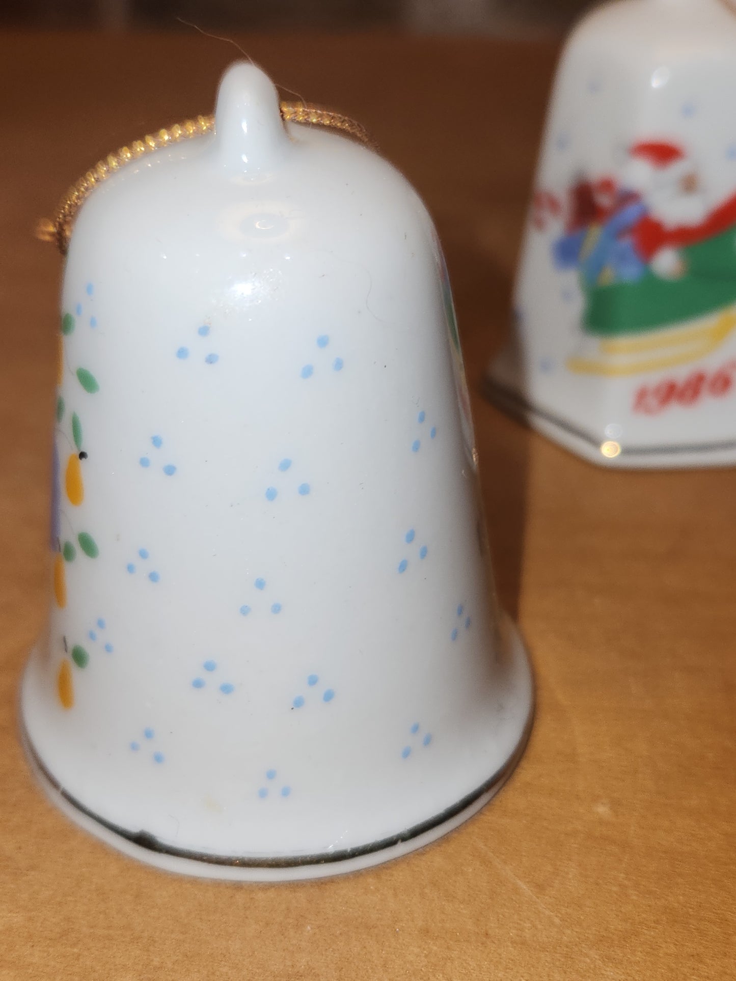 Vintage Lillian Vernon 1984 Partridge In a Pear Tree and 1986 Santa Sleigh Reindeer Christmas Ornament bell bell56