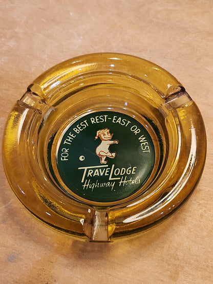 Vintage Ashtray Travel Lodge Highway Hotels A Lighter Amber at5
