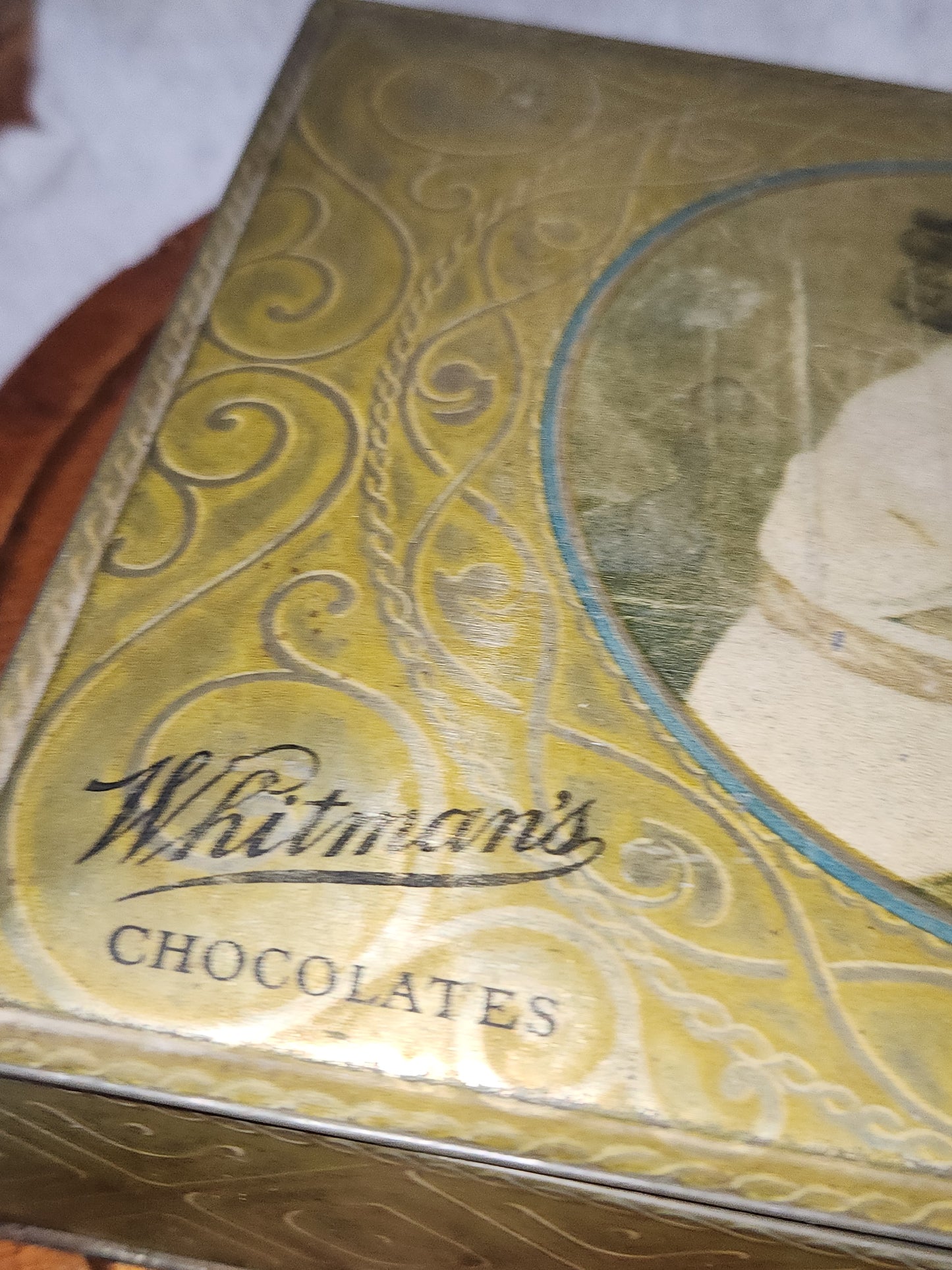 Vintage Whitman's Chocolate Tin box with Image Madame LeBron Tindeco 2 lbs 5 oz EMPTY tin503