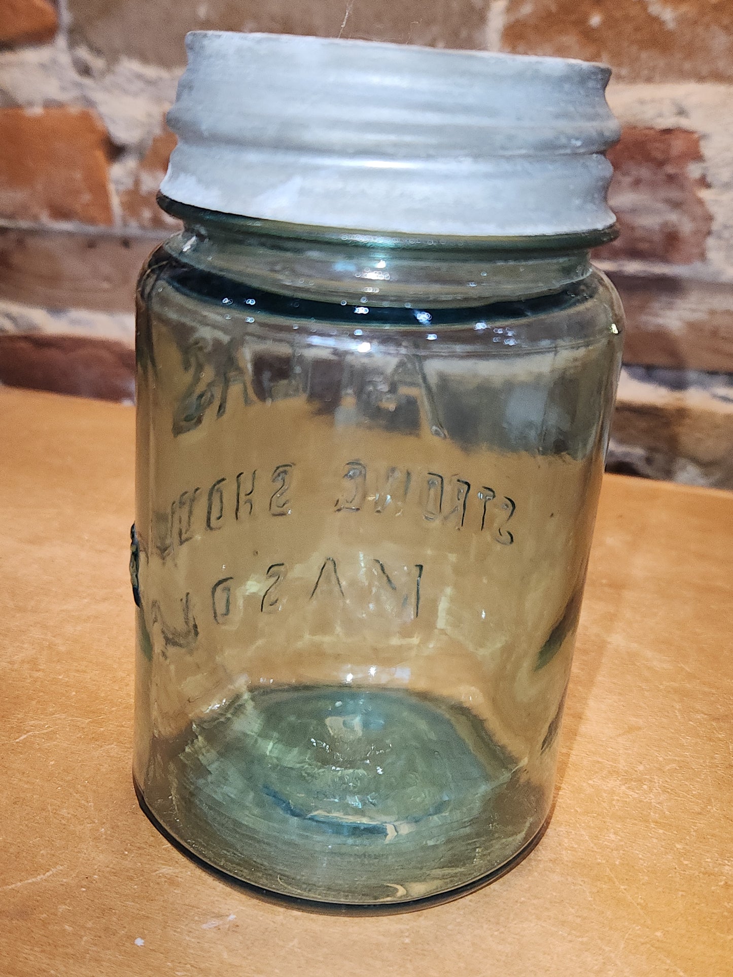 Vontage Atlas Strong Shoulder Mason Clear Glass Pint Jar with Atlas Zinc Lid jar99