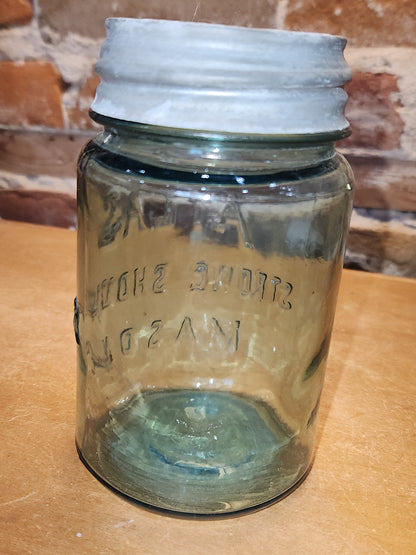 Vontage Atlas Strong Shoulder Mason Clear Glass Pint Jar with Atlas Zinc Lid jar99