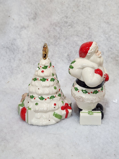 Holiday Lenox tree & Santa Salt & Pepper Set Sps9