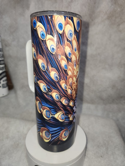 20 oz Stainless Steel Insulated tumbler with a handle Peacock thp1