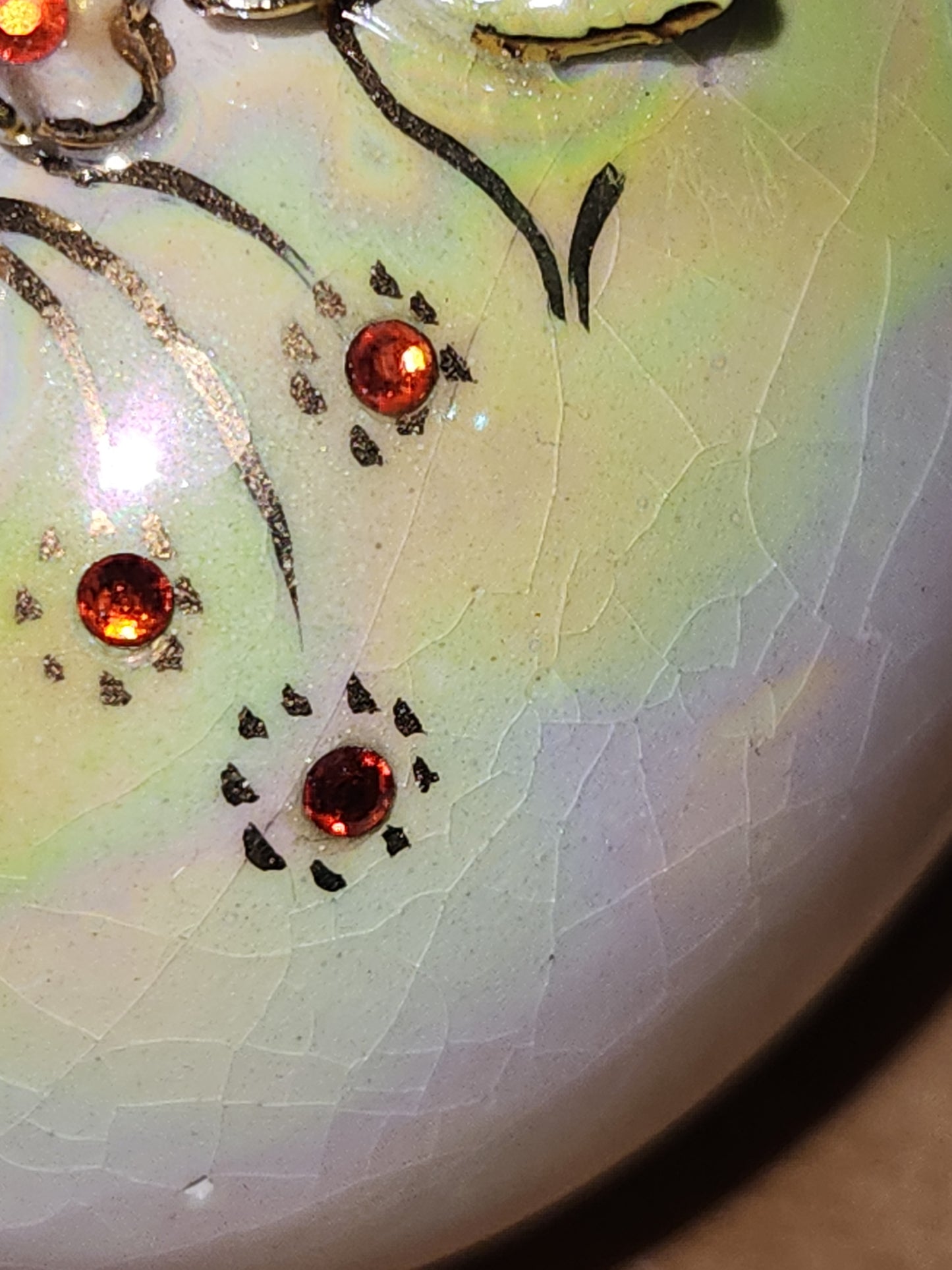 Vintage Porcelain Egg with 3D Butterfly, Flowers and Leaves Gold Accents. Eg6