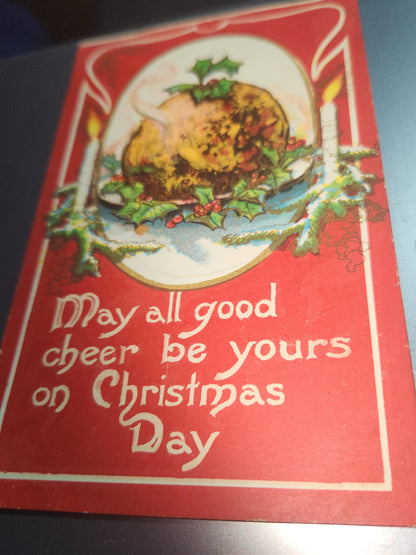 Antique Vintage Postcard Christmas Dinner Embossed Kate Bennett  May all good cheer be yours on Christmas Day