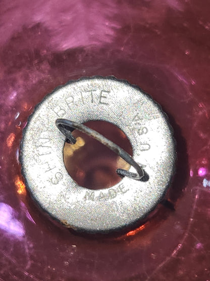 Vintage Shiny Brite Pink Christmas Ornament Stenciled Toy Bear Duck Toy Horse Clown Sailboat GLOWS vo26