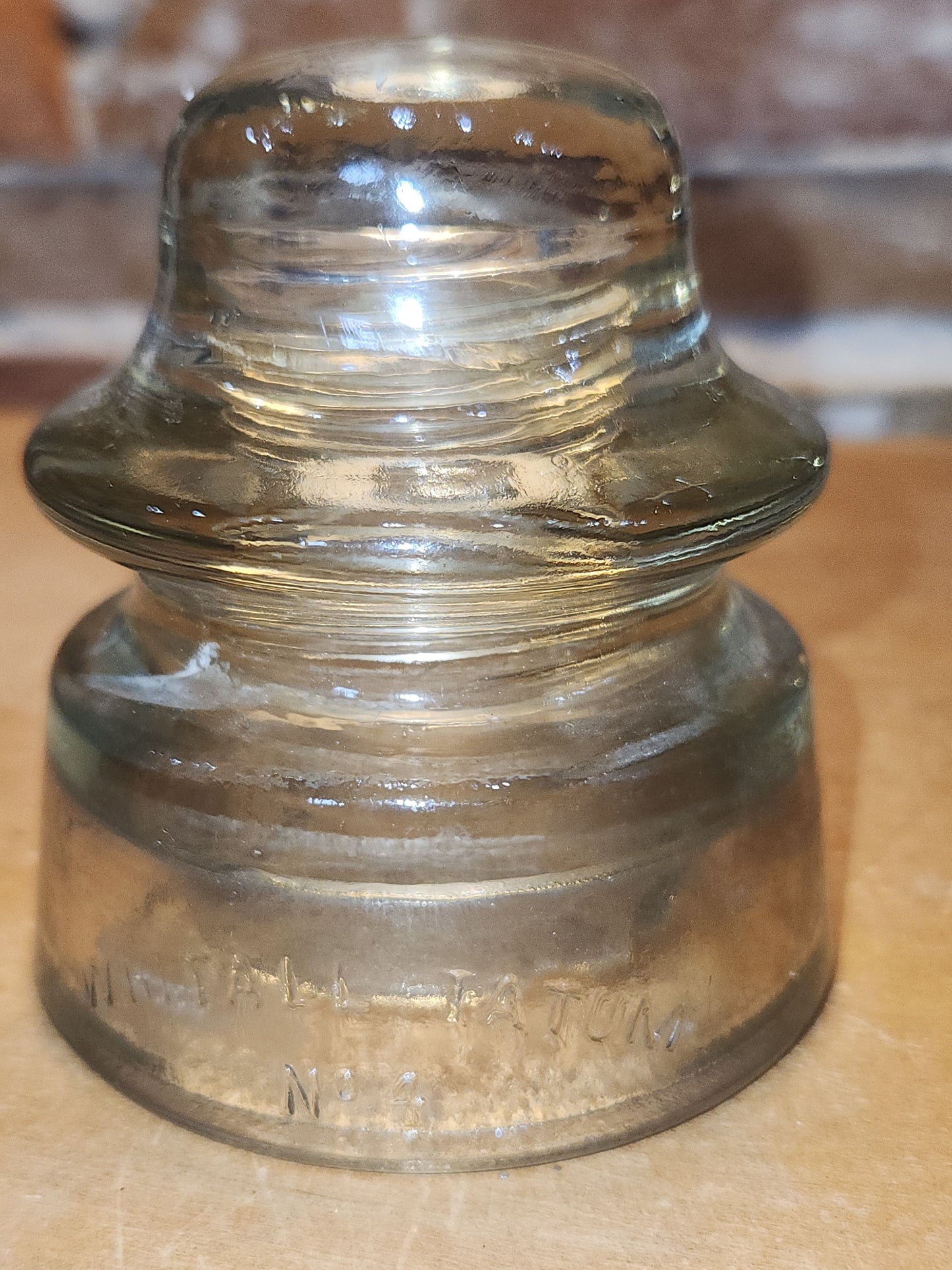 Vintage Whitall Tatum #4 Clear Glass Insulator wh8
