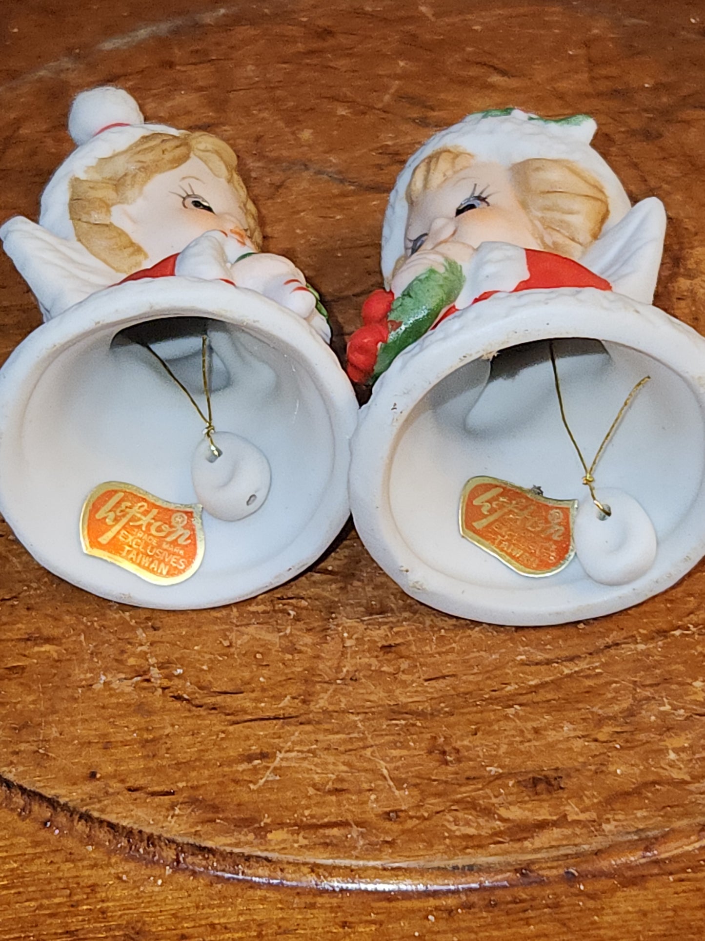 Vintage Lefton set of 2 Angel Bell Figurines