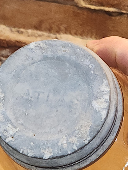 Atlas Strong Shoulder Mason Clear Glass Quart Jar with Atlas Zinc Lid jar1