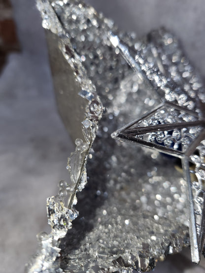 111 Vintage unique plastic star tree topper with reflector foil silver