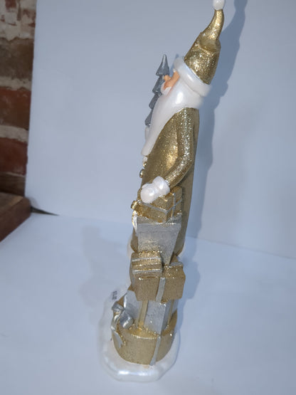 Sags glittery gold silver and white Santa