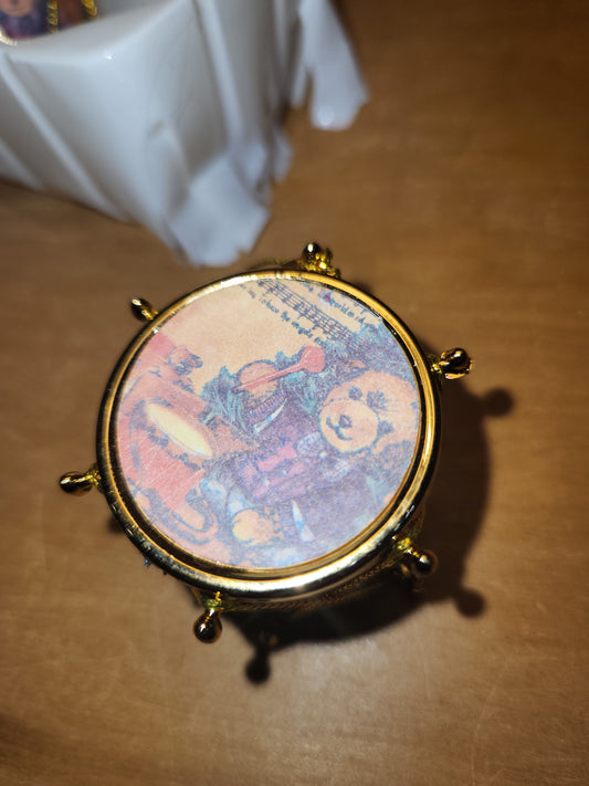 Vintage Giftco Holiday Drum Ornaments Set Of 3 In Original Box Bears