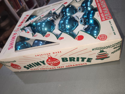 Box of Shiny Brite Brite turquoise ornament 2 1/2" bo68