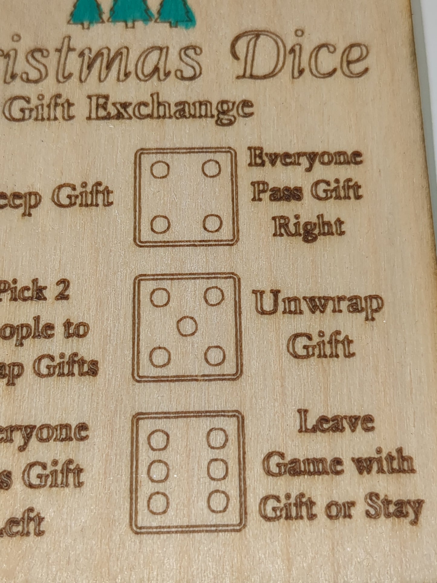 Wooden ornament Christmas dice game