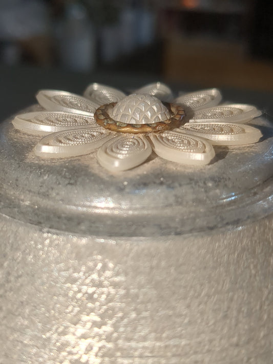 Antique music powder box metal on stand mb89
