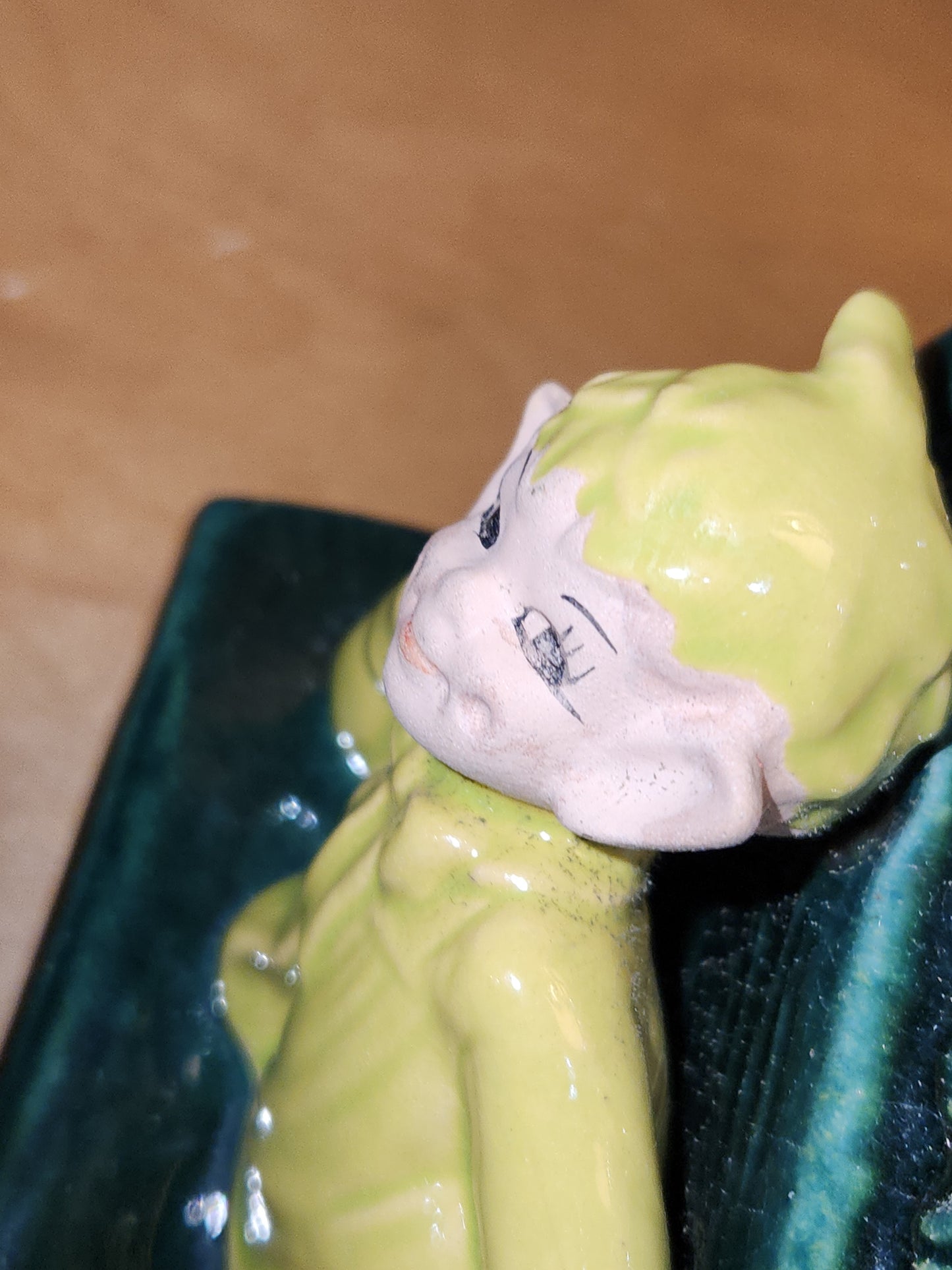 Vintage Gilner Pixie Elf on a Bench in front of a Planter elf5