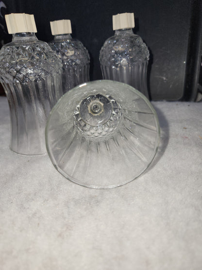 Vintage Home Interiors Diamond Crystal Glass Votive Cup Candle Holder Set of 4