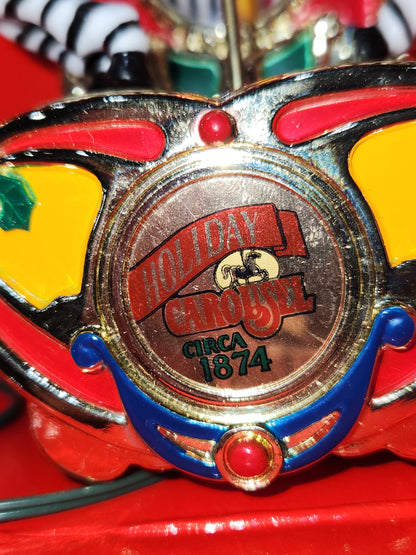Vintage Mr Christmas Holiday Carousel Ornaments Circa 1874 Circus Animals Lion Zebra car50