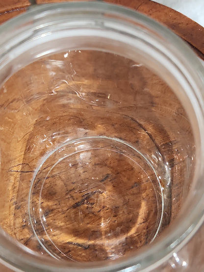 Vintage Italy Per Alimenti 2L glass square canister wire bale jar87