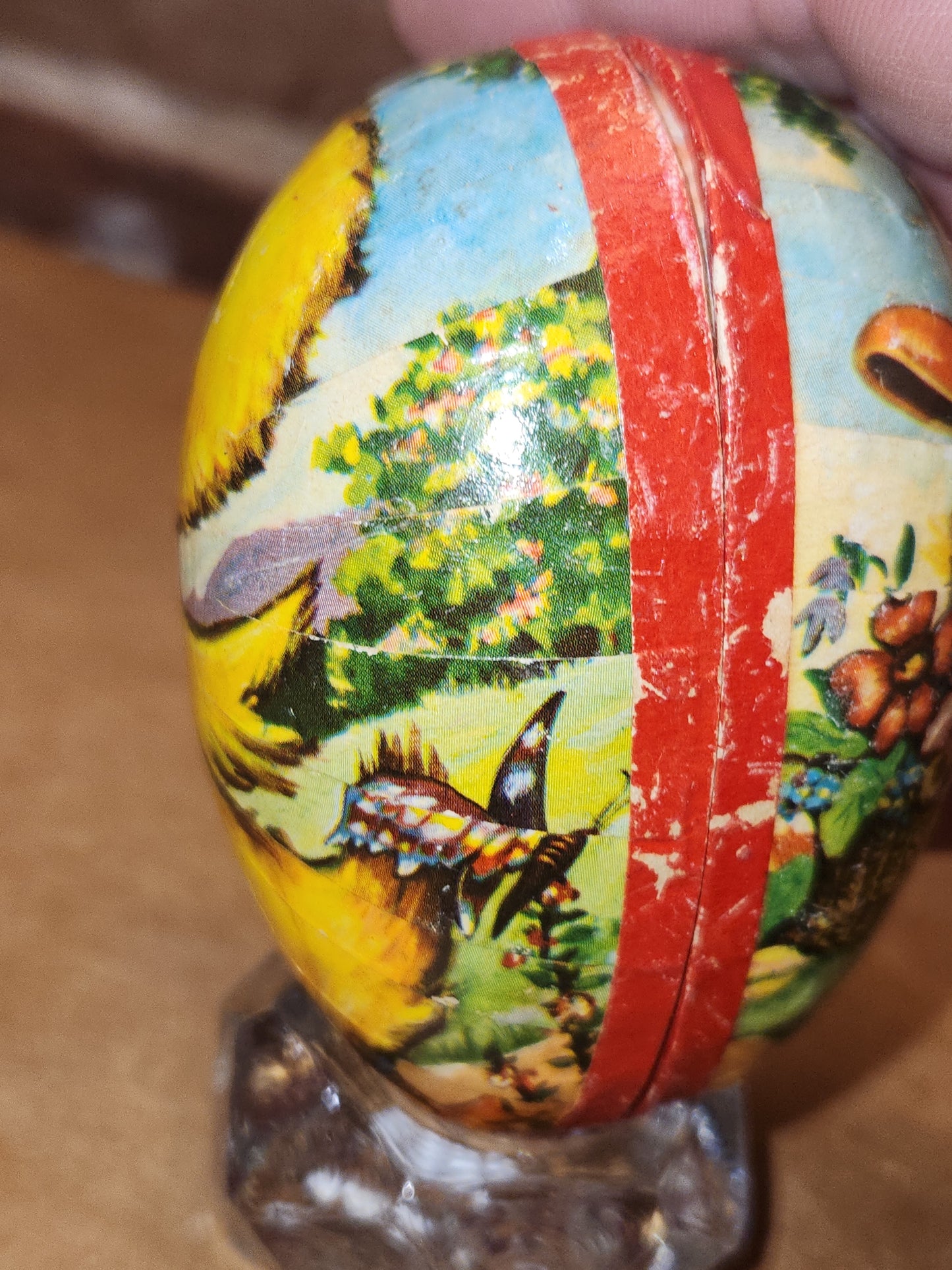 Vintage Easter Egg Candy Box Cardboard or Paper Mache Duck Flowers eg1