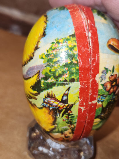 Vintage Easter Egg Candy Box Cardboard or Paper Mache Duck Flowers eg1