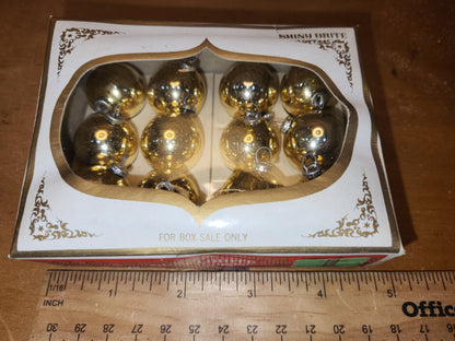 Box of Shiny Brite gold ornaments .98" 1" 25mm box of 12 bO02