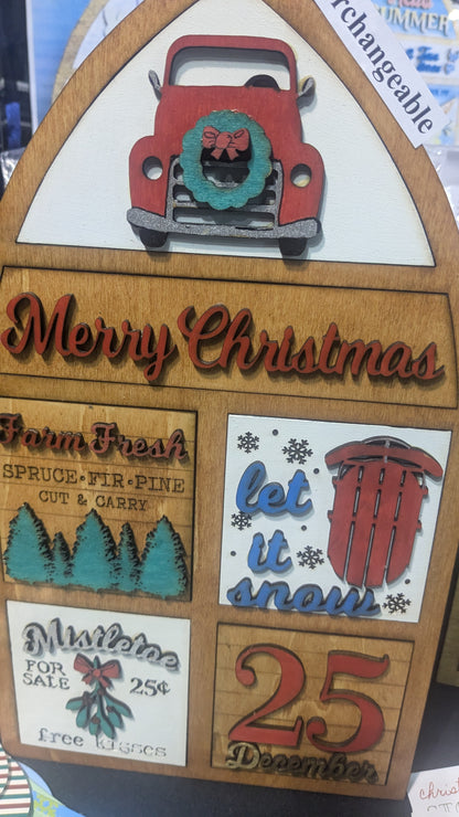 Interchangeable Flat tiered tray christmas refill, no frame included.
