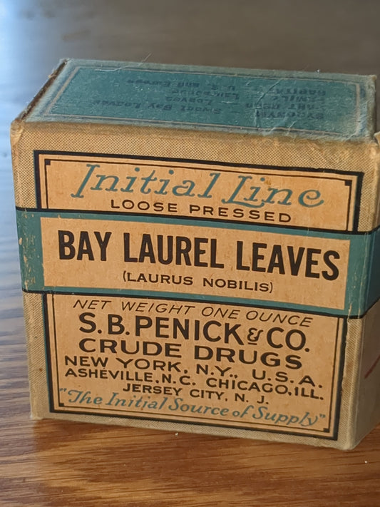 Vintage Initial Line Bay Laurel leaves cardboard box st6