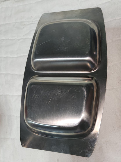 Vintage Stainless relish tray flower handles Scandicrafts Cuisine Internationale 18-8 Japan ss129
