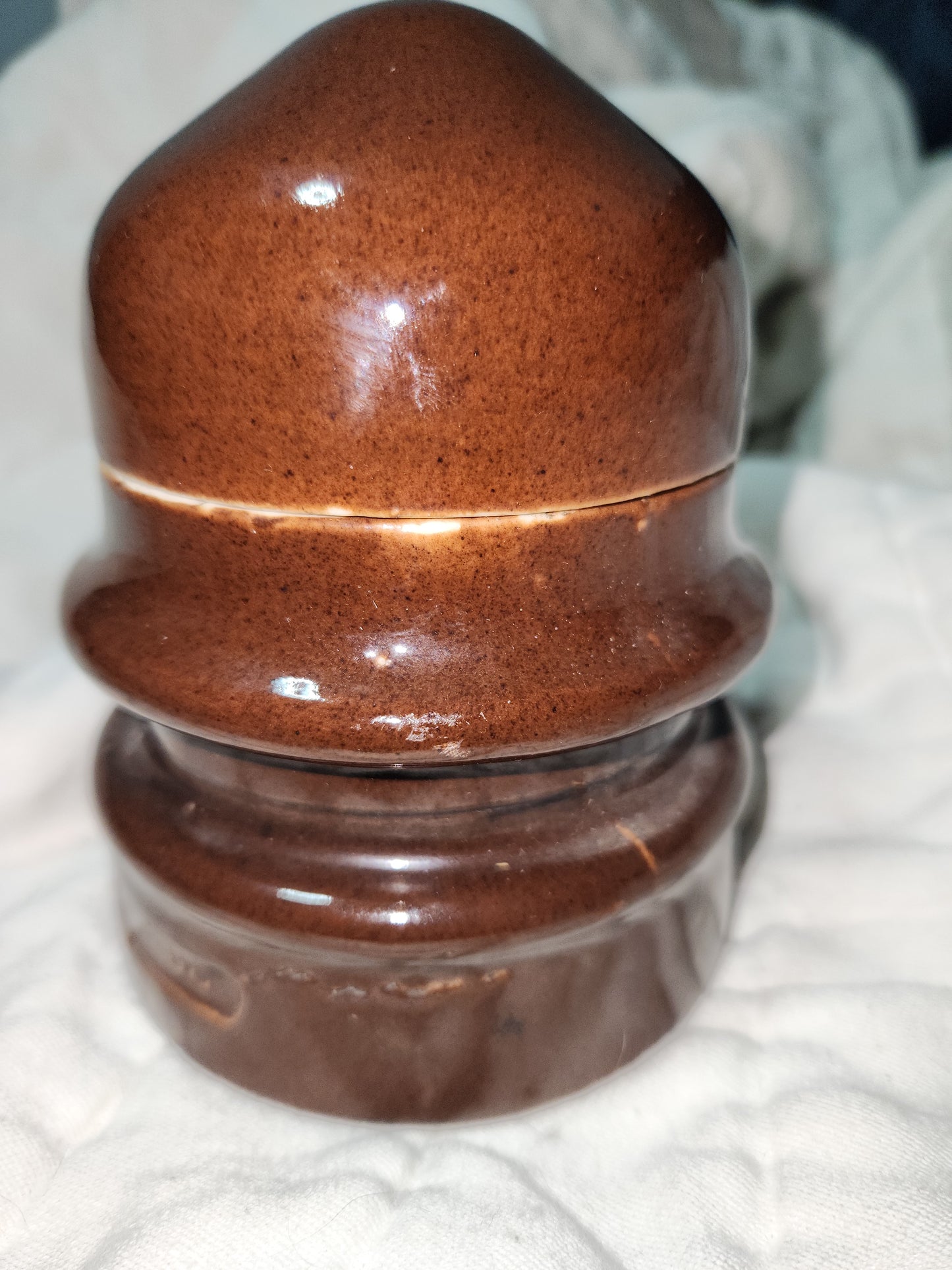 Rare vintage AL CO inc. Pat Pend brown porcelain insulator alco1