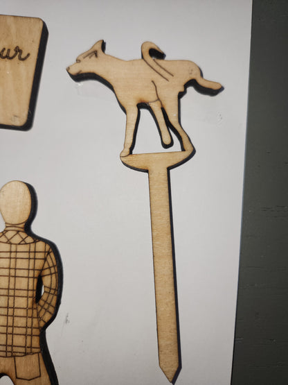 Wet Your Plants potting plant stakes dog, man, woman boy
