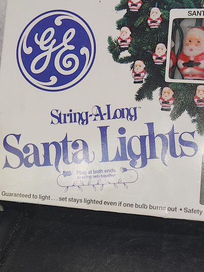 Vintage NIB String-a-Long Santa Lights General Electric NOS