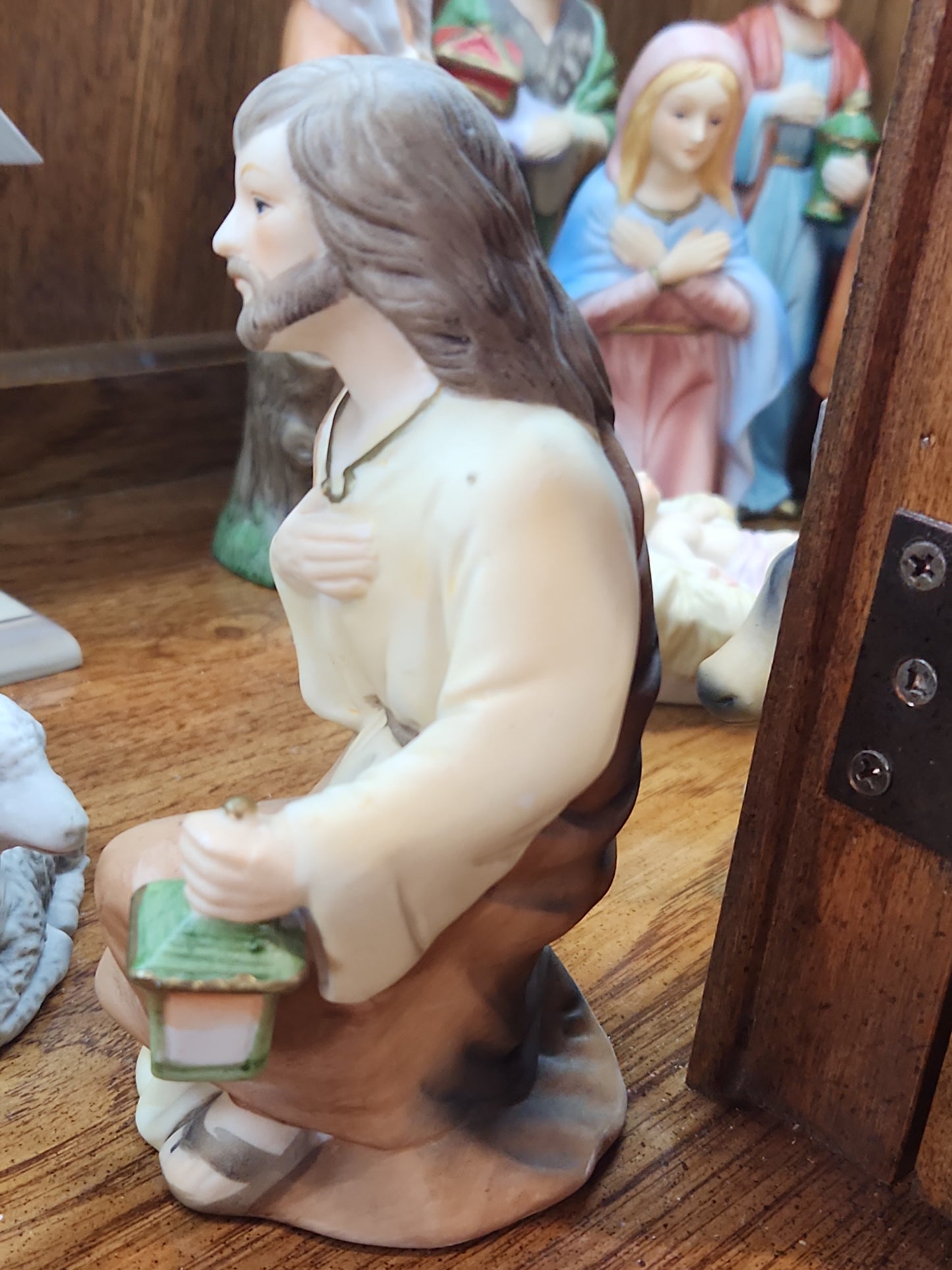 Vintage Homeco 5216 Nine Piece Bisque Porcelain Nativity set