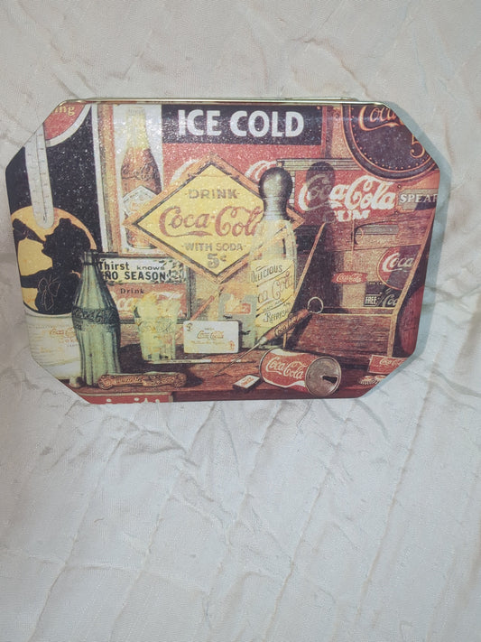 Vintage 1990 Coca-Cola Coke Tin designed by Artist Sandra Ethridge Porter Coke through the Years. Tin Collectible cct9