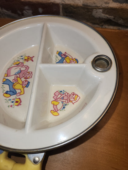 Vintage Excello Baby Food Warming Divided Dish pl54
