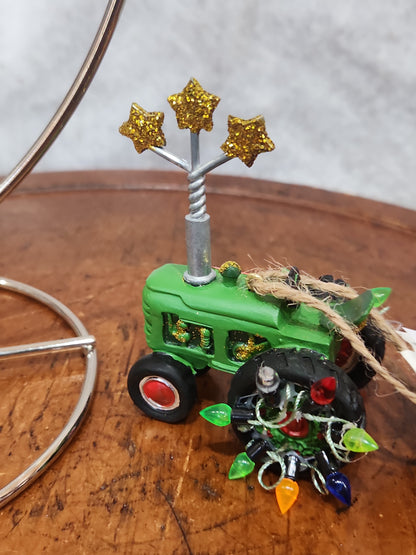 3.25" Green RESIN TRACTOR ORNAMENT ot1