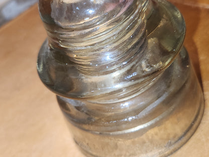 Vintage Whitall Tatum #4 Clear Glass Insulator wh8