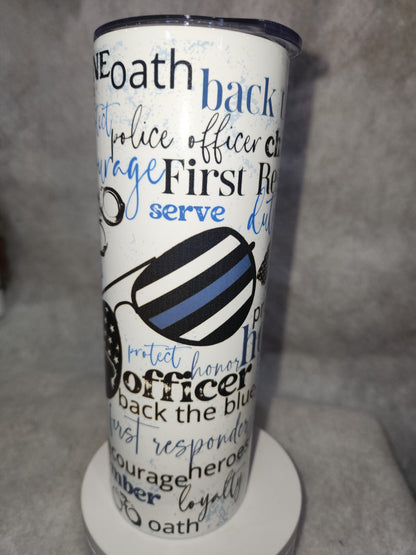 20 oz stainless steel insulated Tumbler police officer tp7