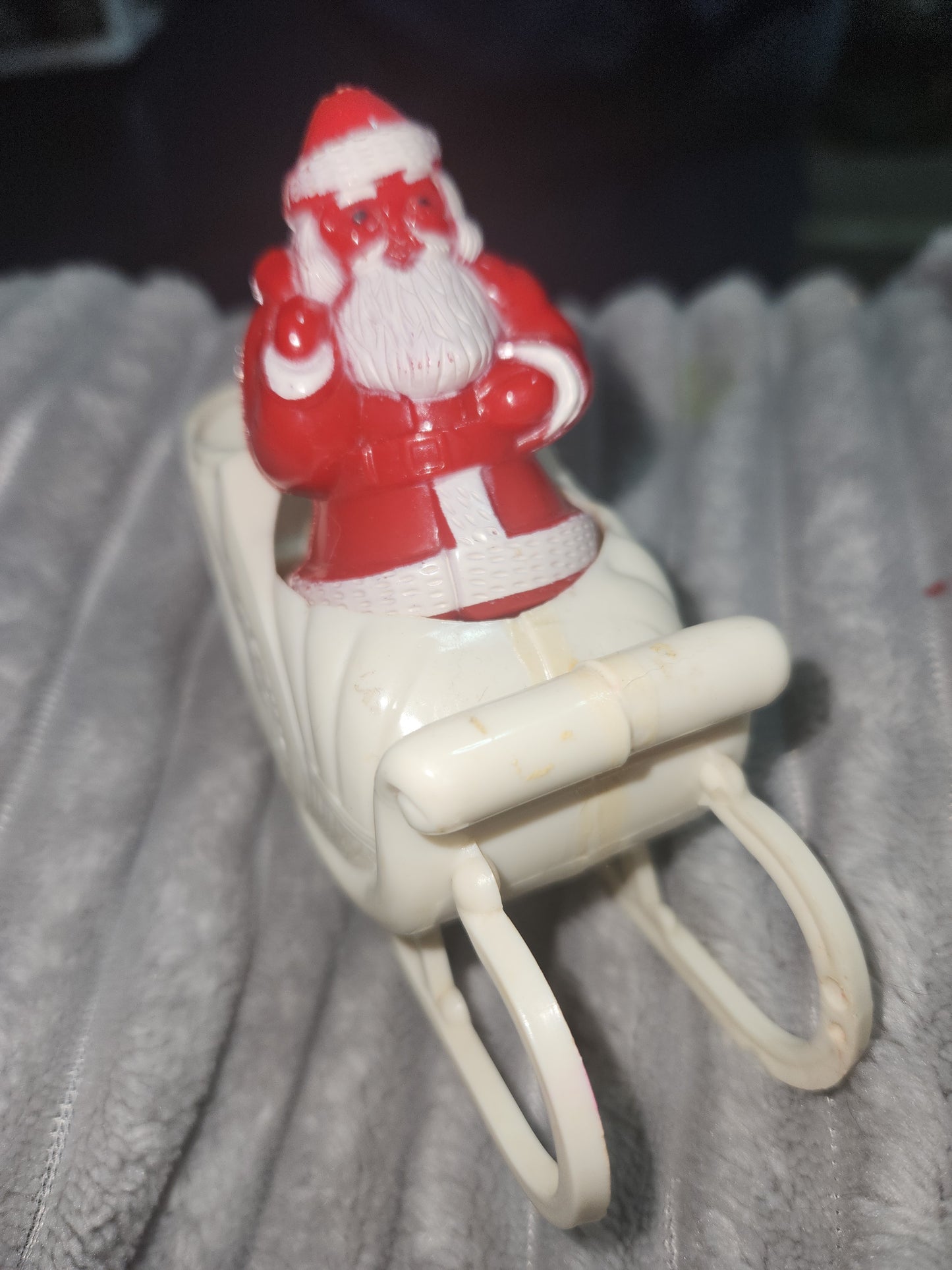 Vintage Rosbro Red Santa in Sleigh Plastic Candy Holder 1950's MCM