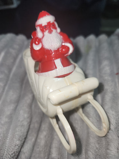 Vintage Rosbro Red Santa in Sleigh Plastic Candy Holder 1950's MCM
