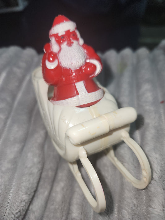 Vintage Rosbro Red Santa in Sleigh Plastic Candy Holder 1950's MCM