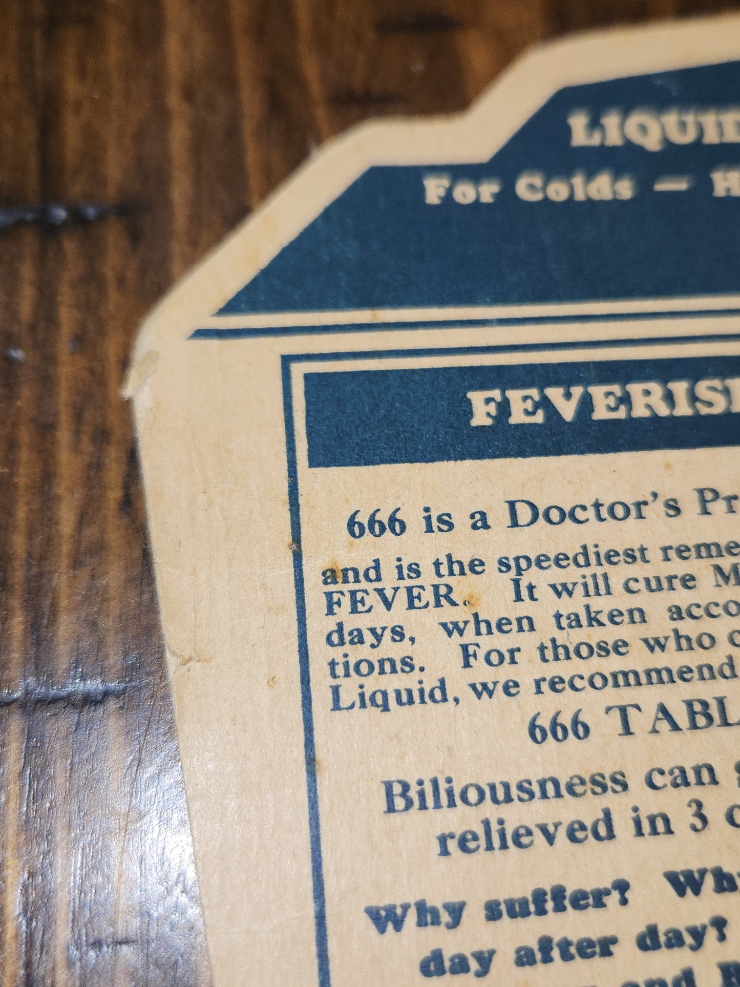 Vintage 666 Quartette Advertising Fan Medicine Liquid Salve Tablets Nose Drops Birds Baby AS IS af2